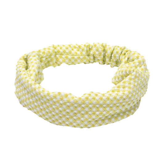 Diadema de rombos para niña, ancha, de tela, color amarillo claro, 1 unidad