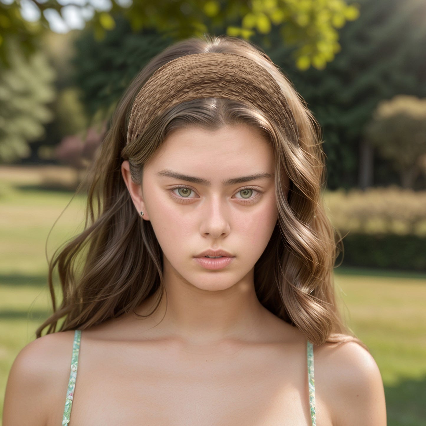 Lace Double Layer Wide Headband for Women Coffee Color 1 Pc