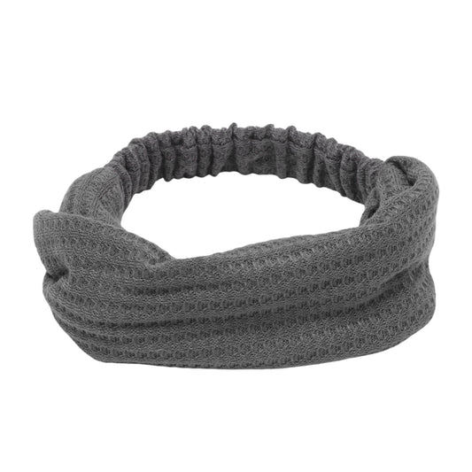 Diadema ancha con textura sólida para mujer, color gris, 1 unidad