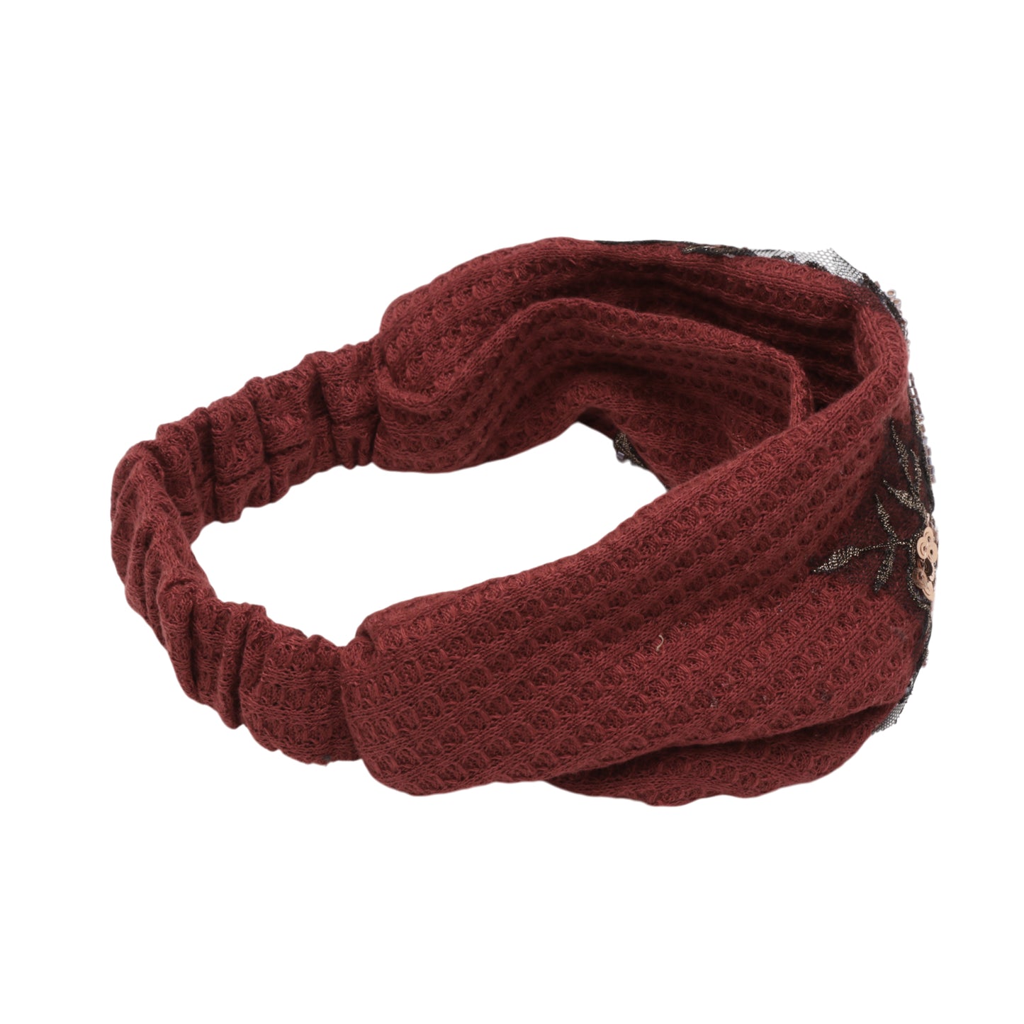 Diadema ancha con estampado de rosas para mujer, color naranja y rojo, 1 unidad