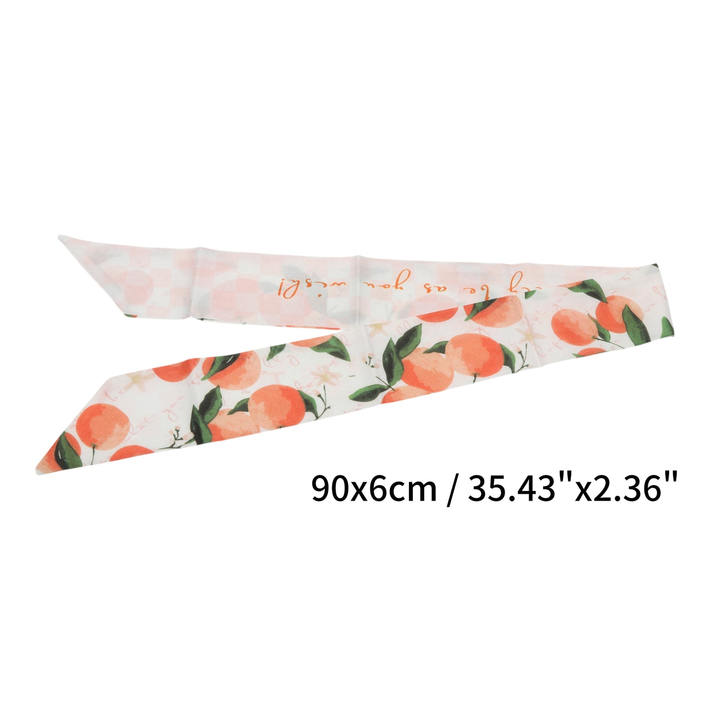 Fruit Print Long Ribbon Headband for Women Orange Yellow 1 Pc
