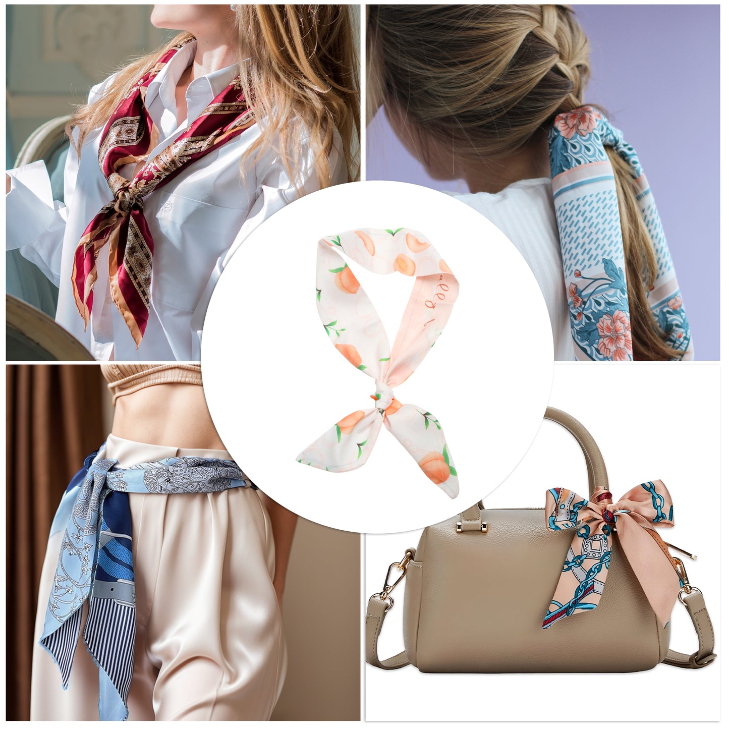 Fruit Print Long Ribbon Headband for Women Pink 1 Pc