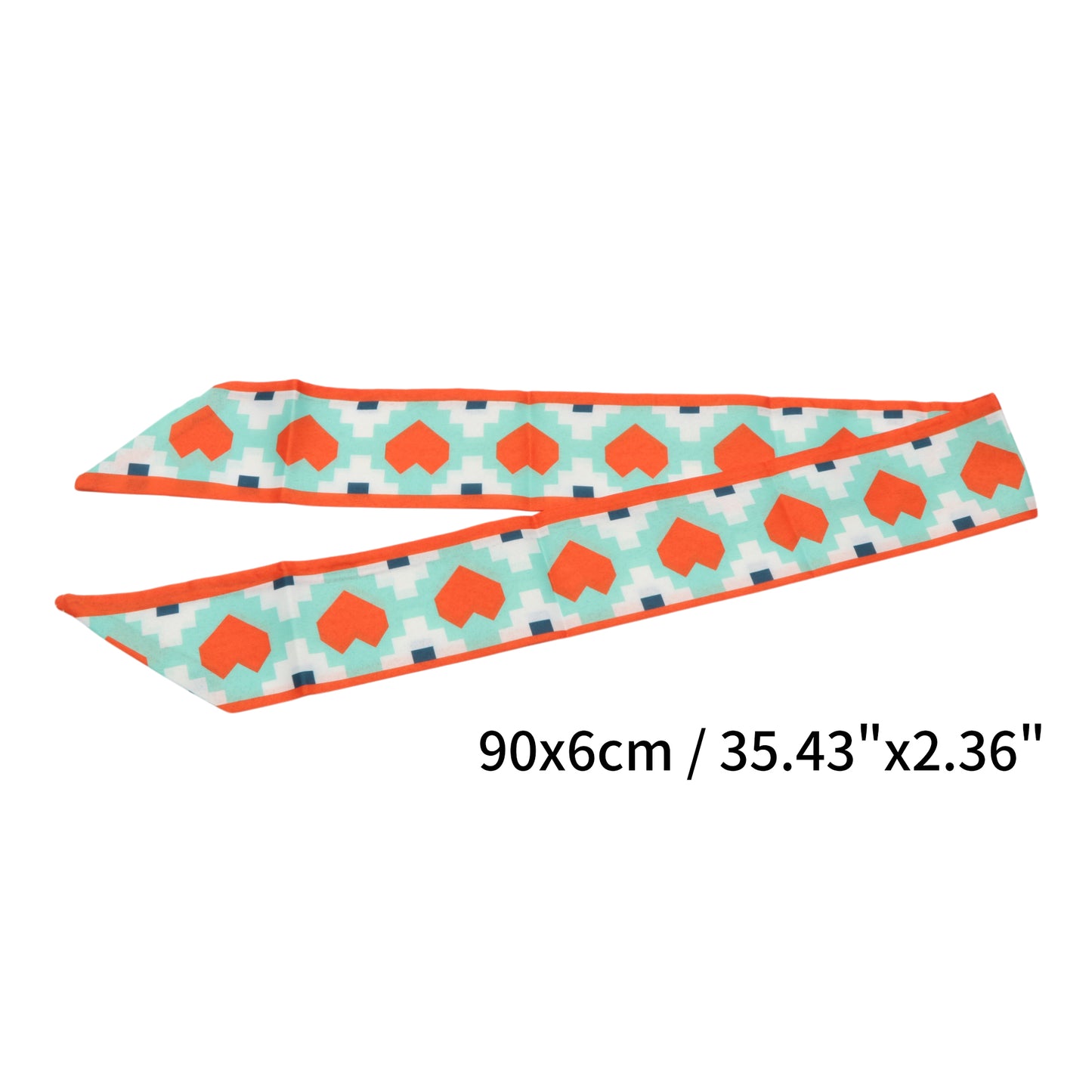 Heart Long Ribbon Headband for Women Blue White 1 Pc
