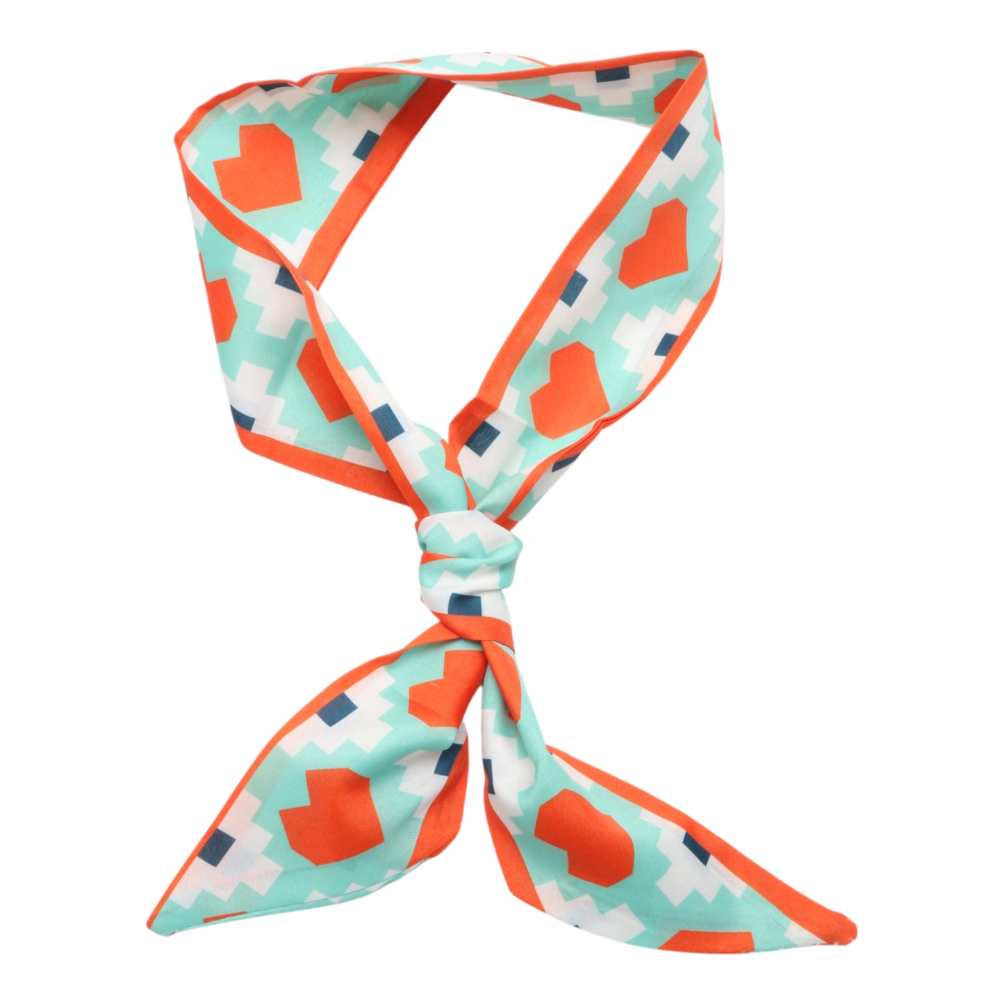 Heart Long Ribbon Headband for Women Blue White 1 Pc