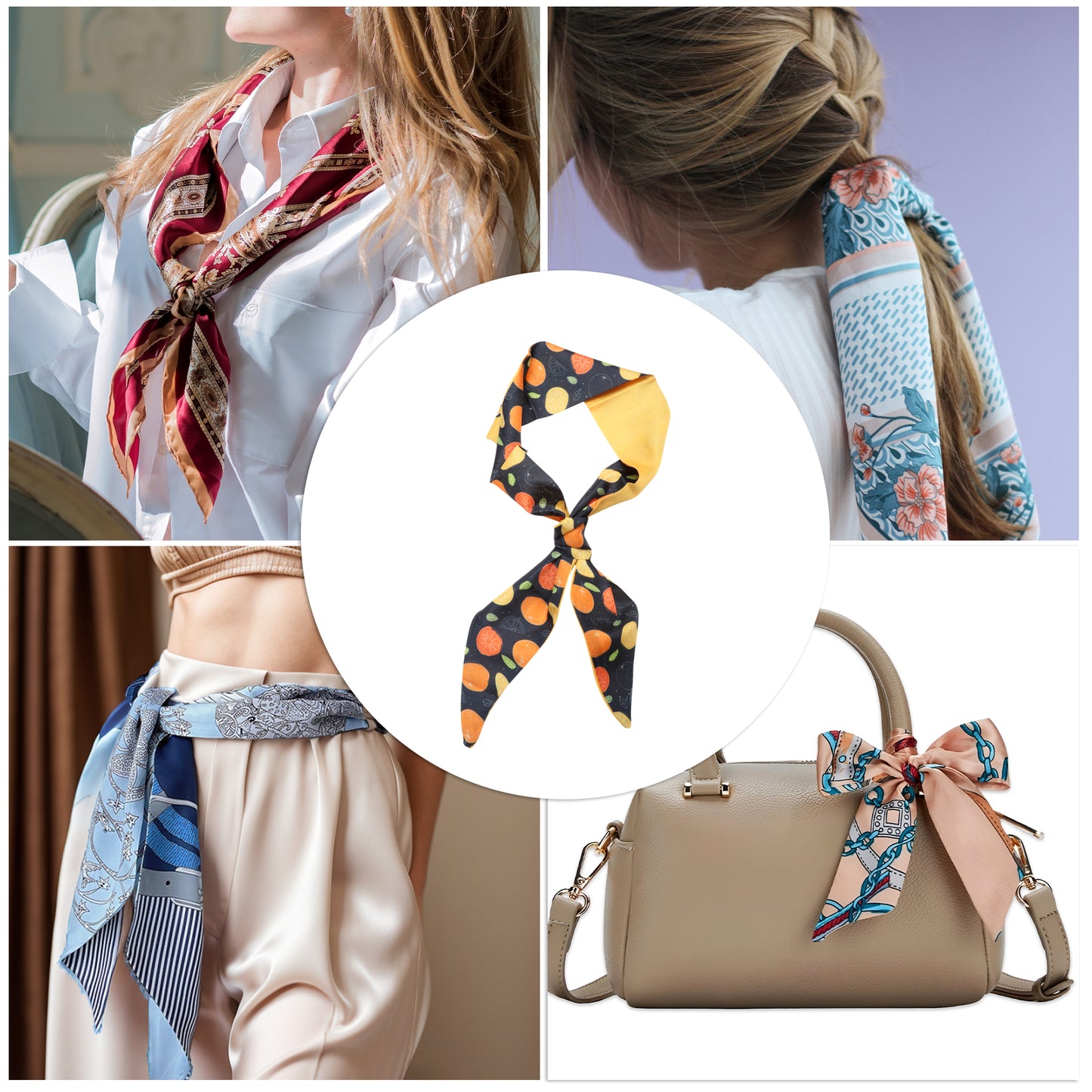 Diadema larga con lazo de frutas para mujer, color negro y naranja, 1 unidad