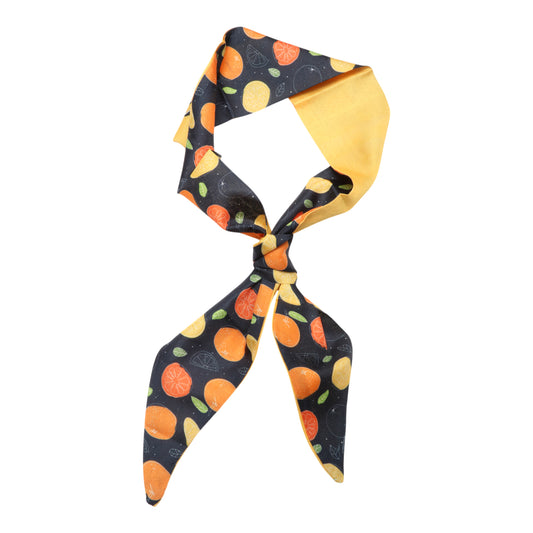 Diadema larga con lazo de frutas para mujer, color negro y naranja, 1 unidad