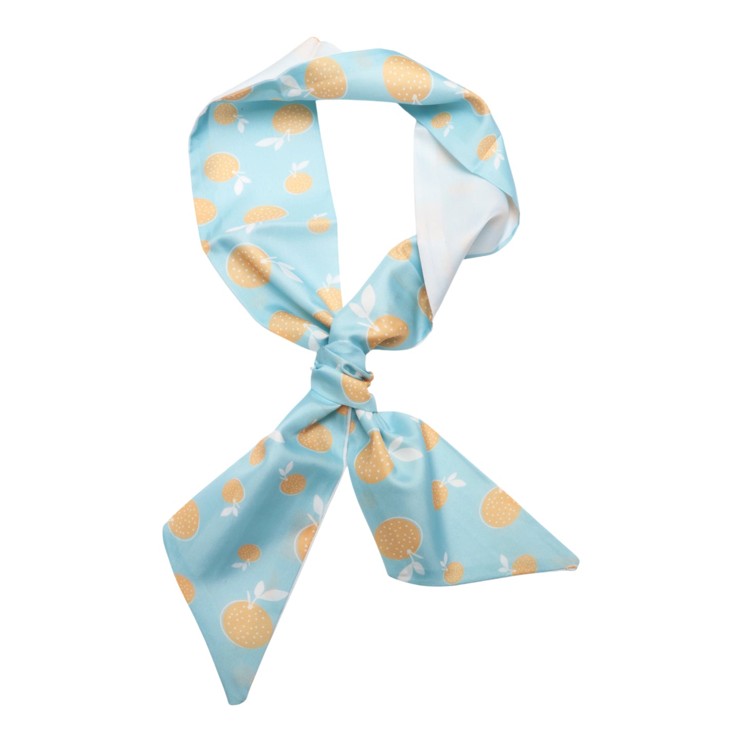 Long Ribbon Leaves Pattern Headband for Women Light Blue White 1 Pc