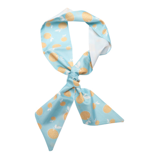 Long Ribbon Leaves Pattern Headband for Women Light Blue White 1 Pc