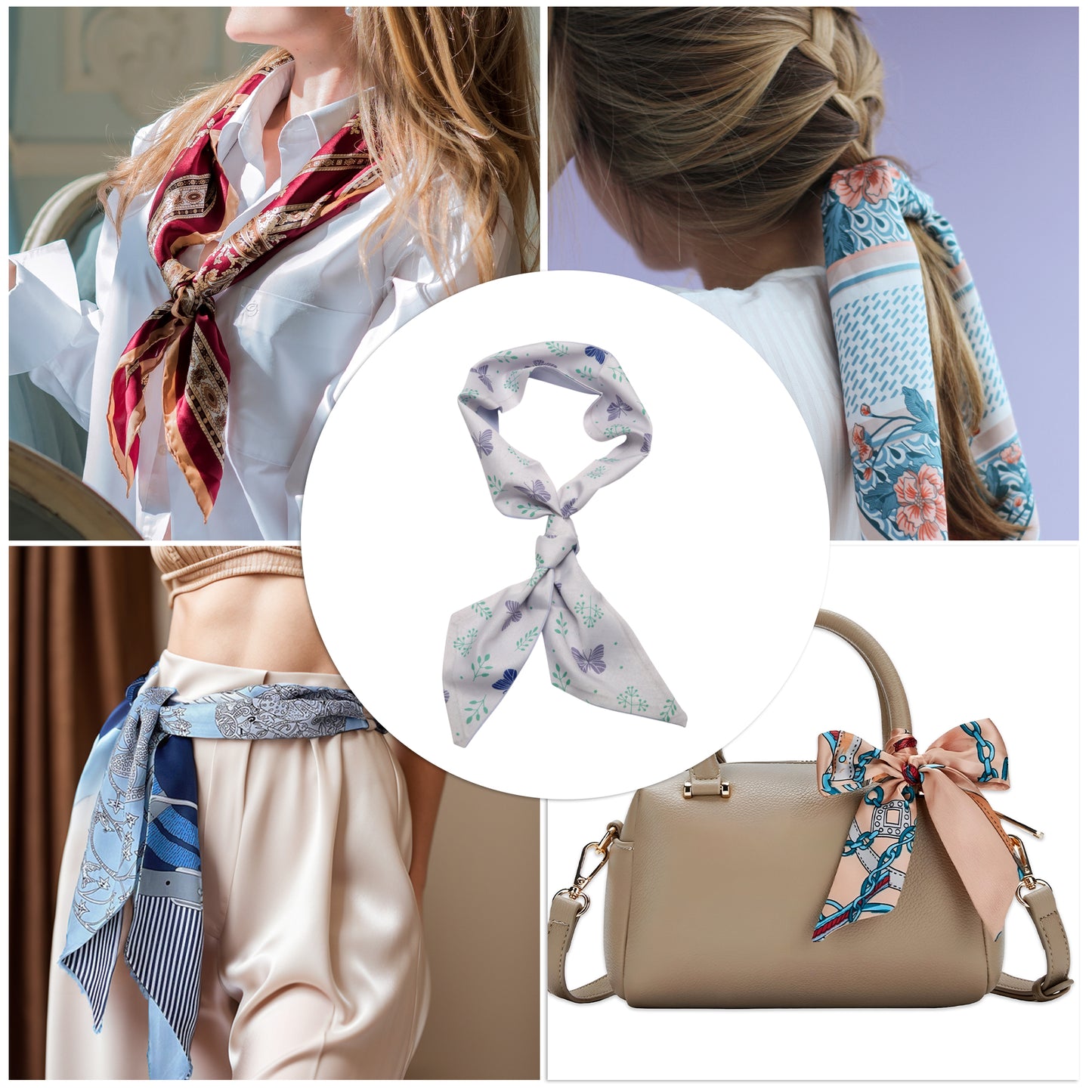 Long Ribbon Leaves Pattern Headband for Women Purple 1 Pc