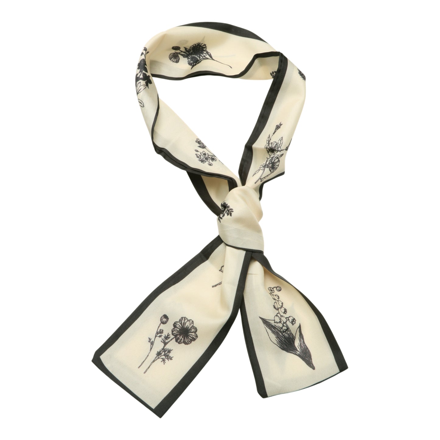 Diadema larga con flores para mujer, color negro y beige, 1 unidad