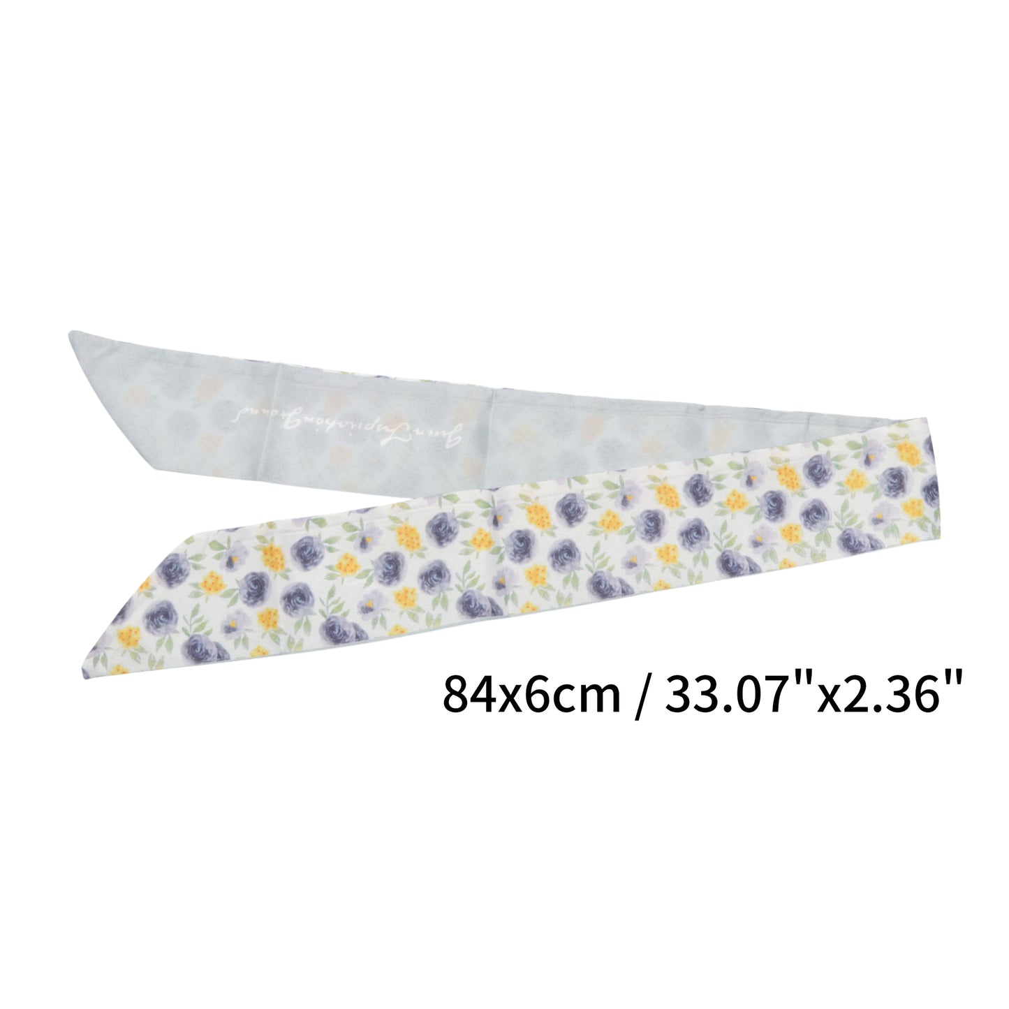 Rose Long Ribbon Headband for Women Blue Gray 1 Pc
