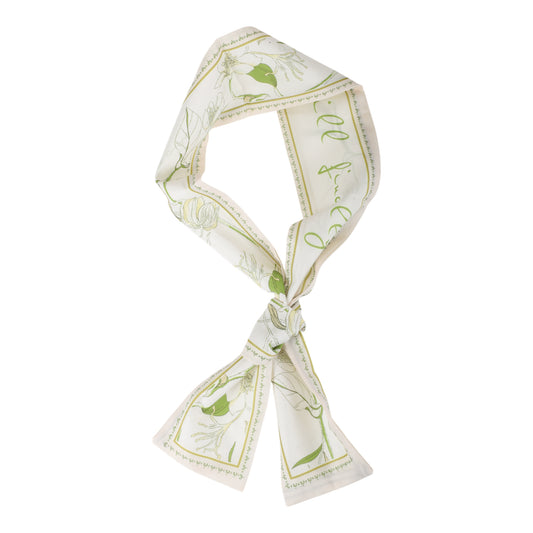 Flower Long Ribbon Headband for Women Beige Green 1 Pc