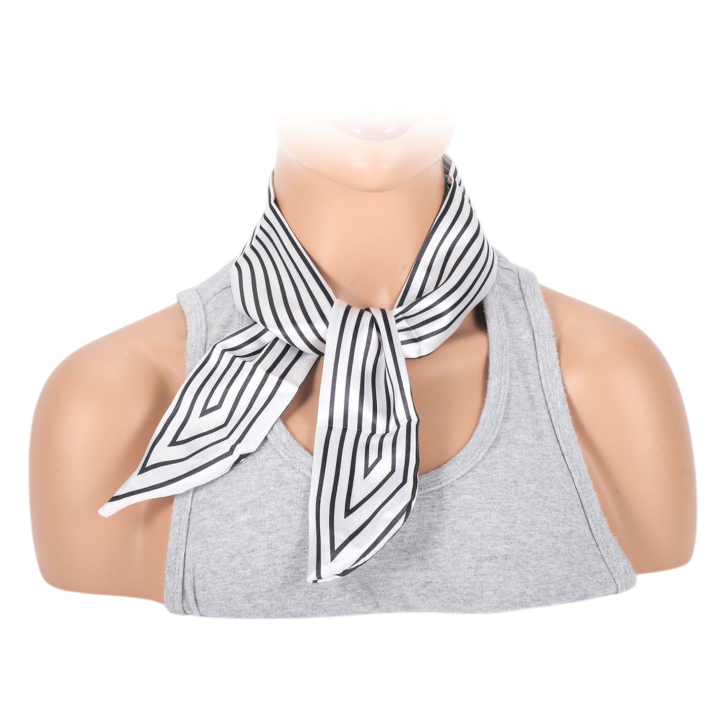 Self-tie Stripes Satin Headband Neckerchief for Women White 1 Pc