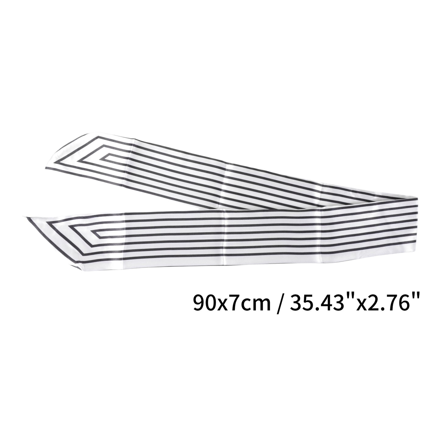 Self-tie Stripes Satin Headband Neckerchief for Women White 1 Pc
