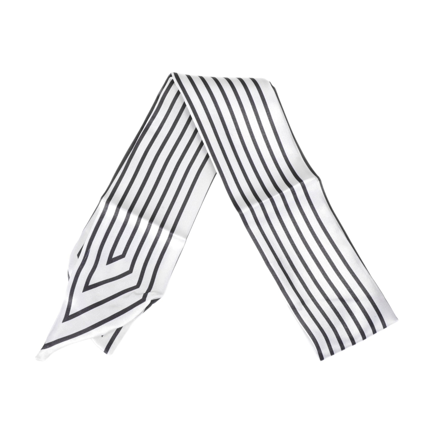 Self-tie Stripes Satin Headband Neckerchief for Women White 1 Pc