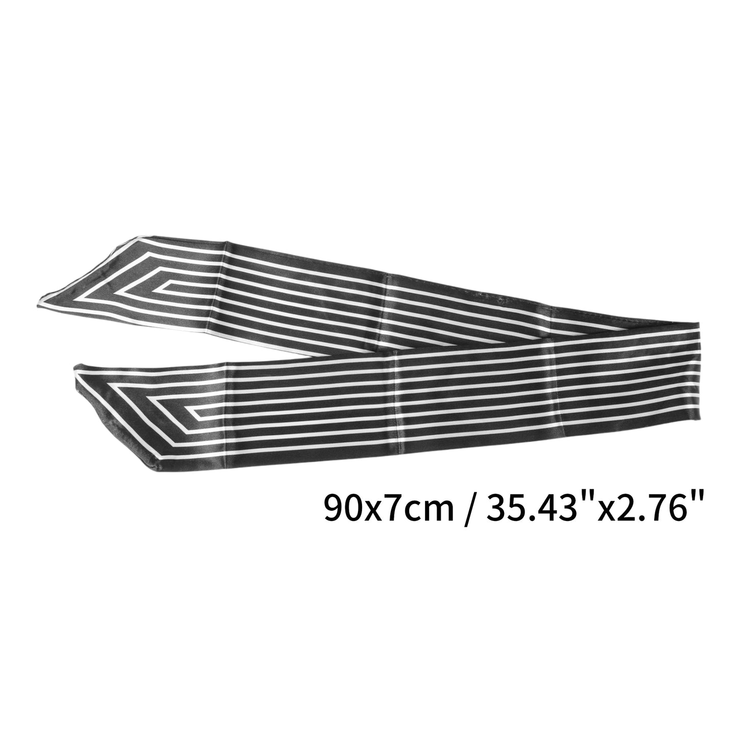 Self-tie Stripes Satin Headband Neckerchief for Women Black White 1 Pc