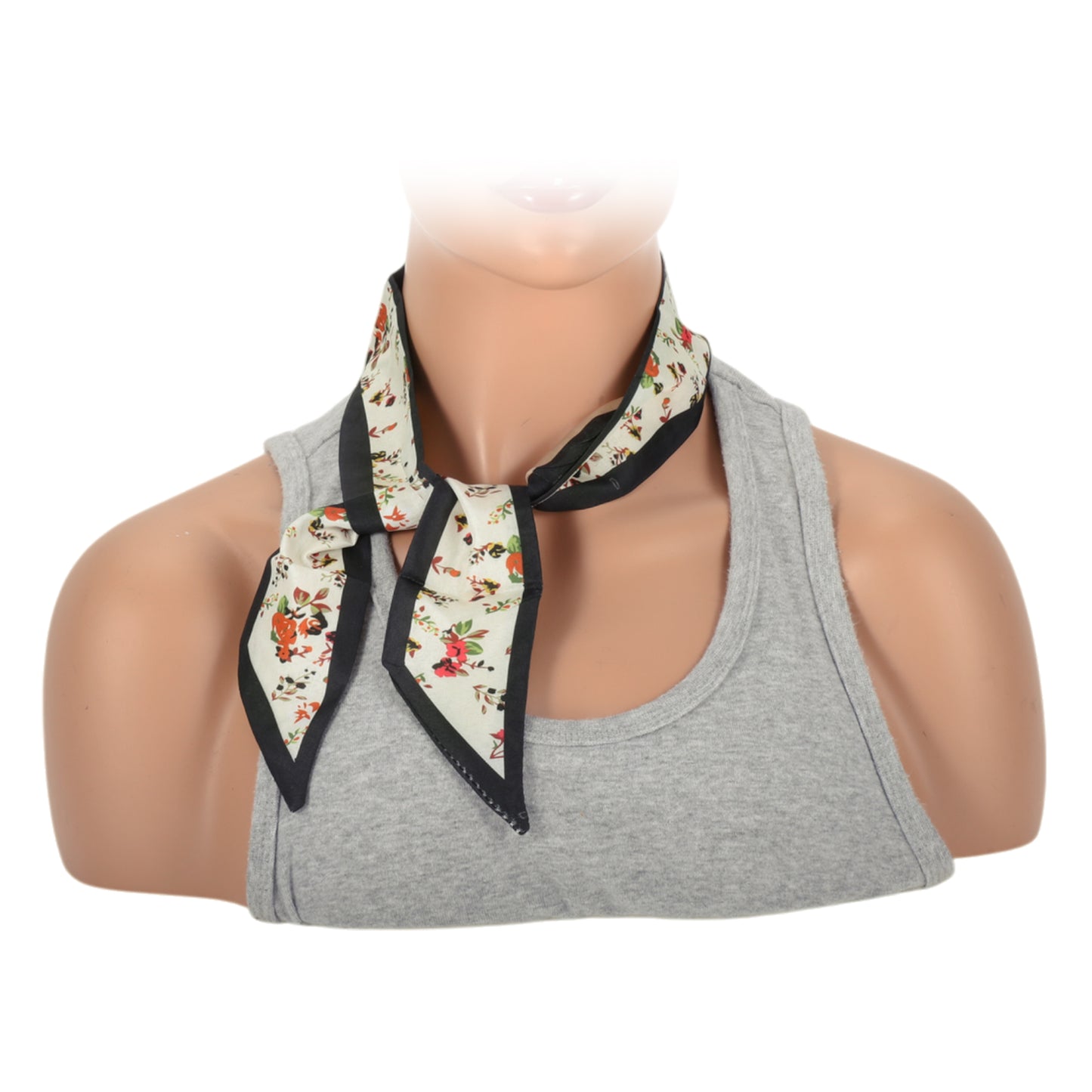 Ditsy Floral Satin Headband for Women Black Beige 1 Pc