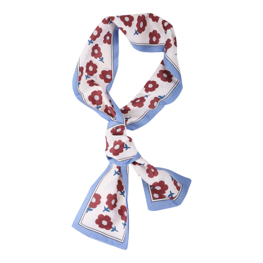 Diadema de satén floral para mujer, pañuelo para el cuello, azul y rojo, 1 unidad