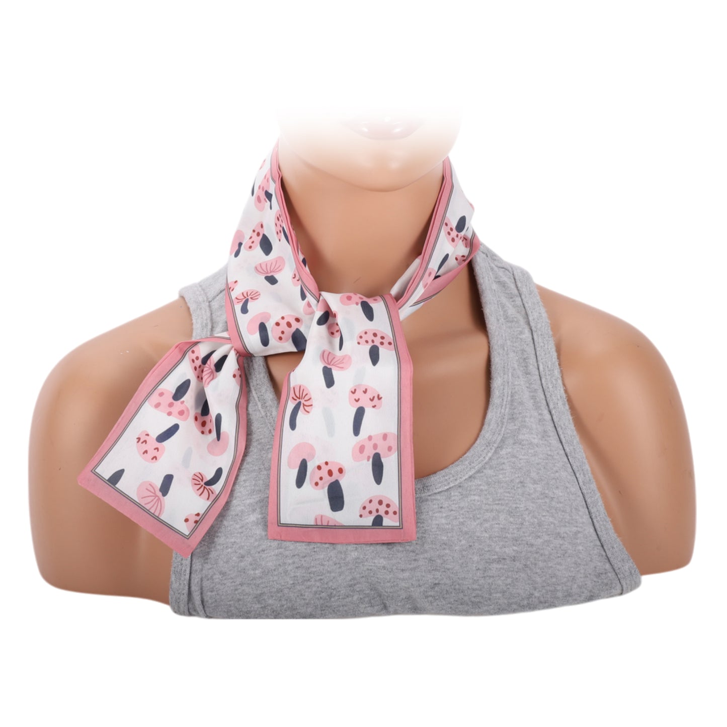 Mushrooms Satin Headband for Women Neckerchief Beige Pink 1 Pc