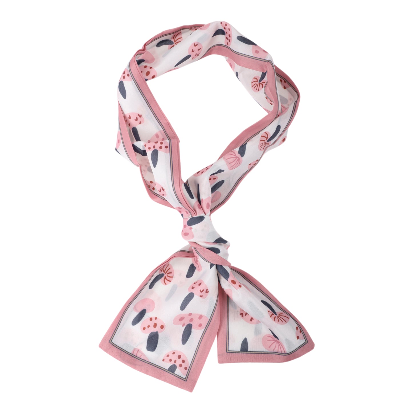 Mushrooms Satin Headband for Women Neckerchief Beige Pink 1 Pc