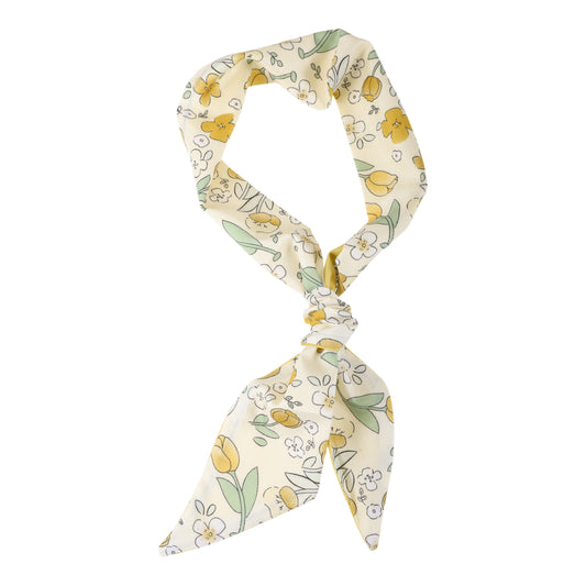 Diadema de satén con flores para mujer, color amarillo y beige, 1 unidad