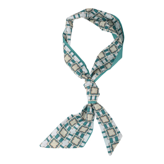 Diadema de satén con estampado de flores para mujer, color blanco y verde, 1 unidad