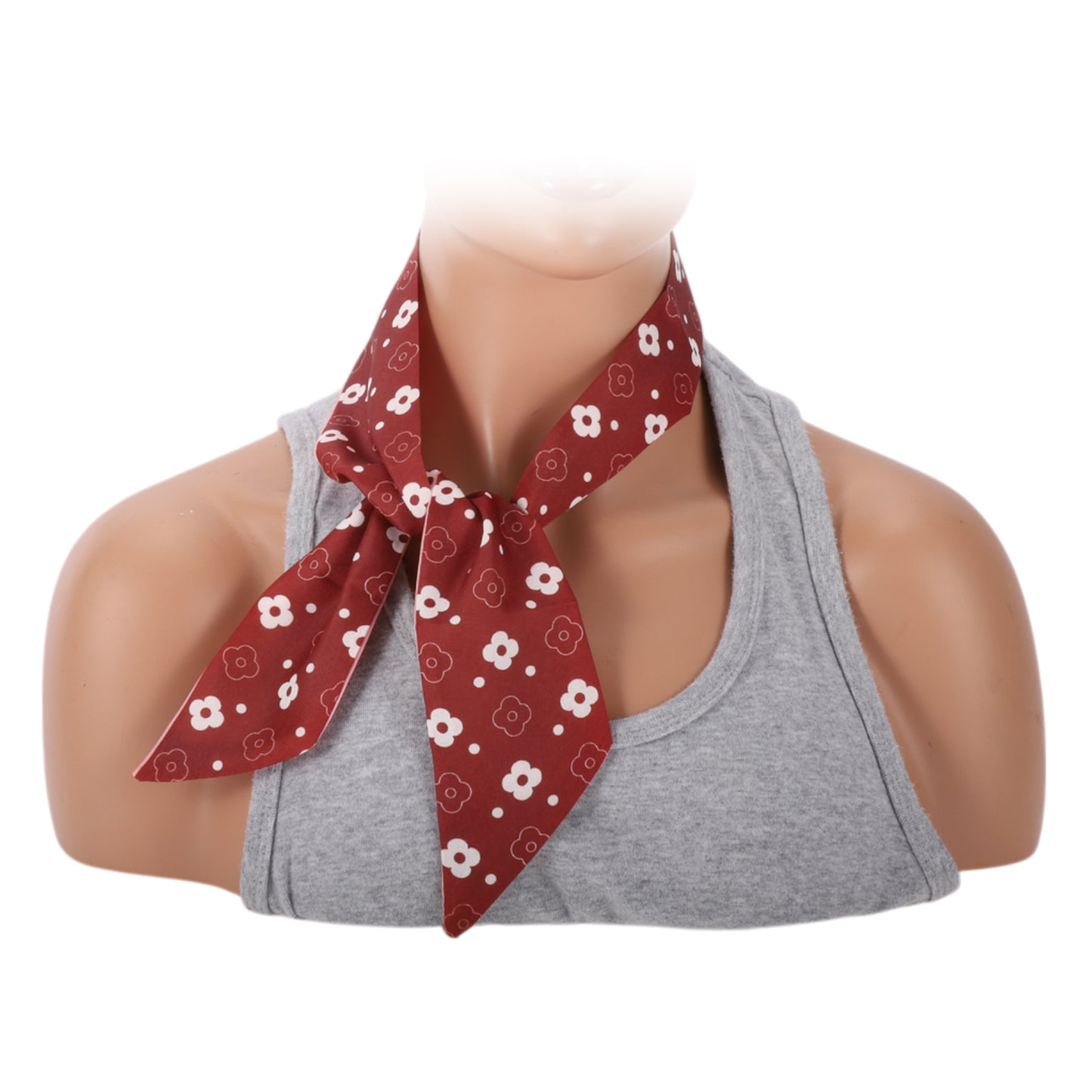 Flower Print Satin Self-tie Headband for Women Pink Red 1 Pc