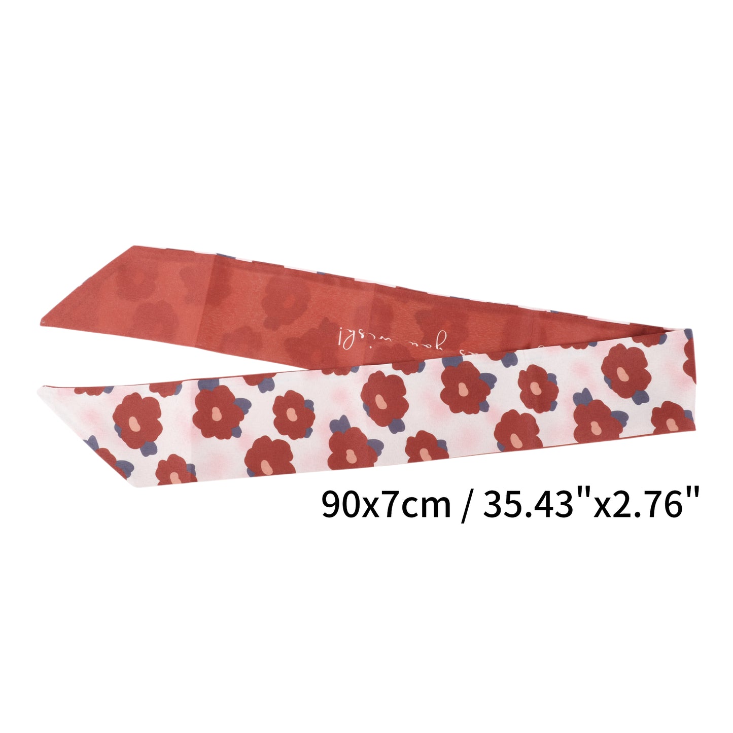 Diadema de satén con estampado de flores para mujer, color beige y rojo, 1 unidad