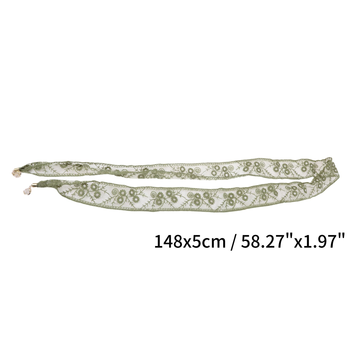 Pendants Decor Lace Embroidery Self-tie Headband for Women Green 1 Pc