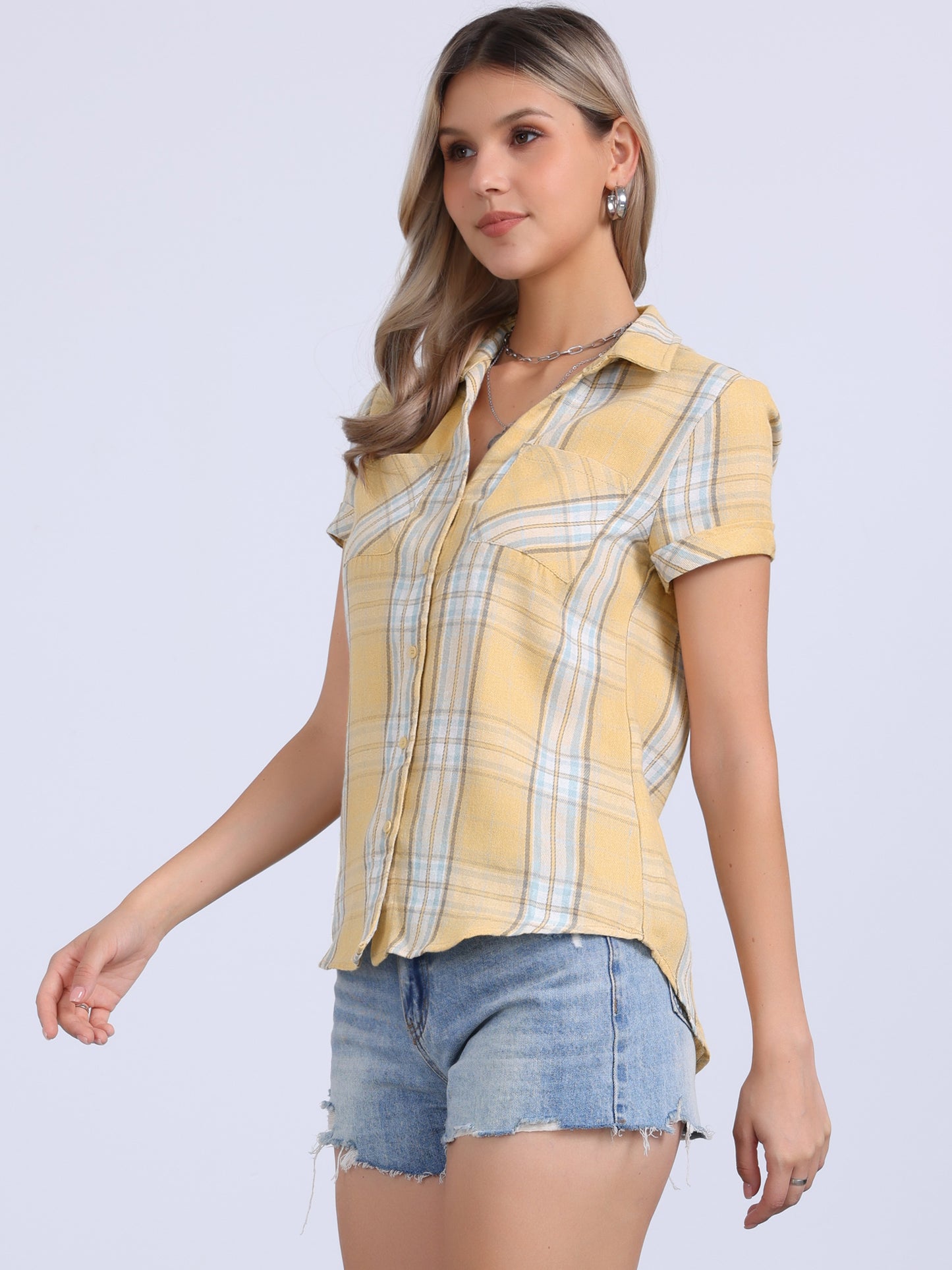 Women's Classic Button Down Cotton Plaid Shirt (Available in Plus Size)
