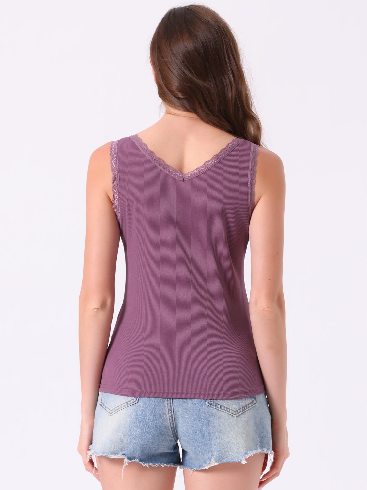[PACK SALES] Women's 2 Pieces Camisole Lace-Trim Modal Tank Ribbed V-Neck Sleeveless Crop Cami