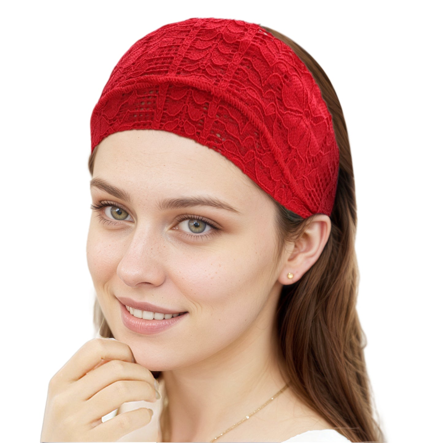 Lace Vinatage Wide Headband for Women Red 1 Pc