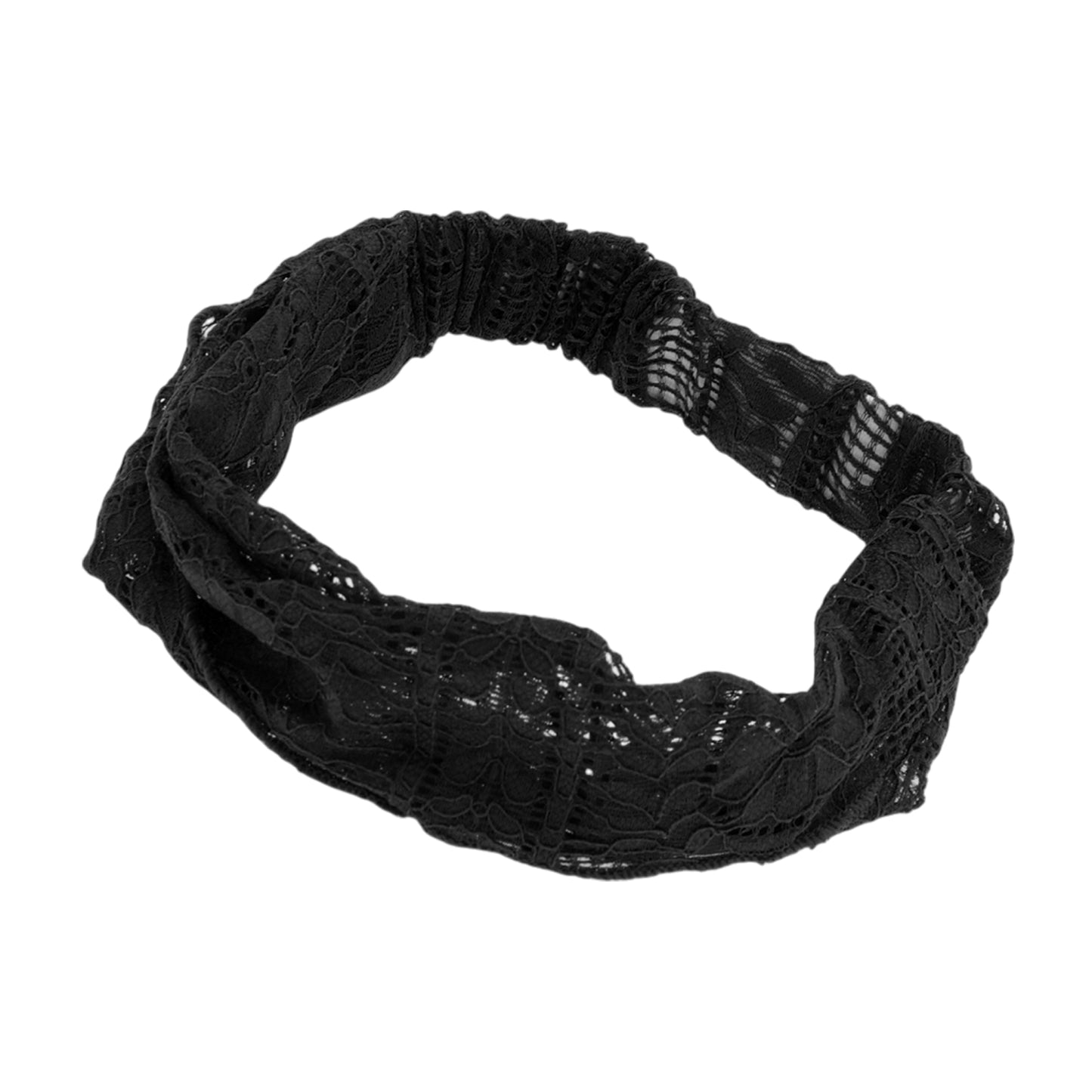 Diadema ancha vintage de encaje para mujer, color negro, 1 unidad