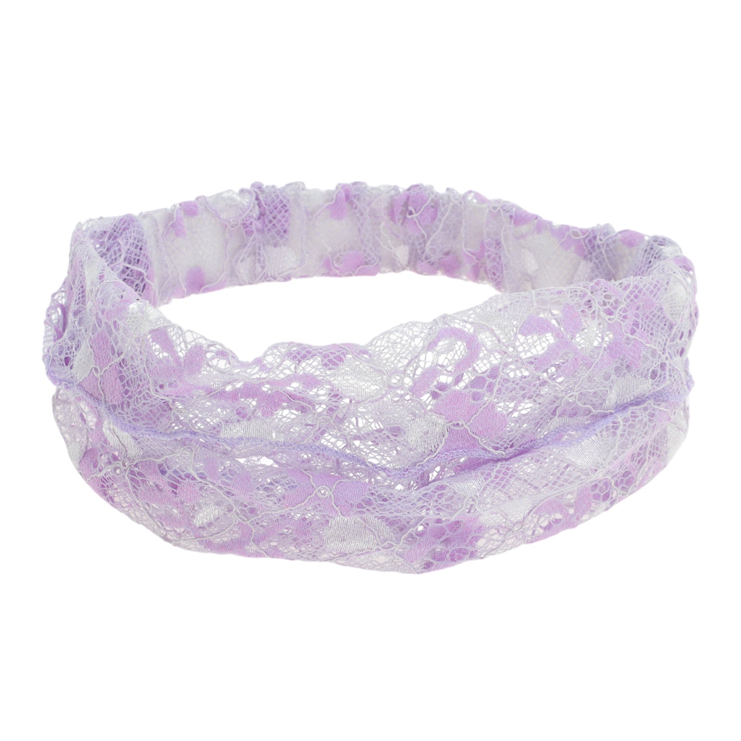Diadema ancha de encaje floral para mujer, color morado, 1 unidad