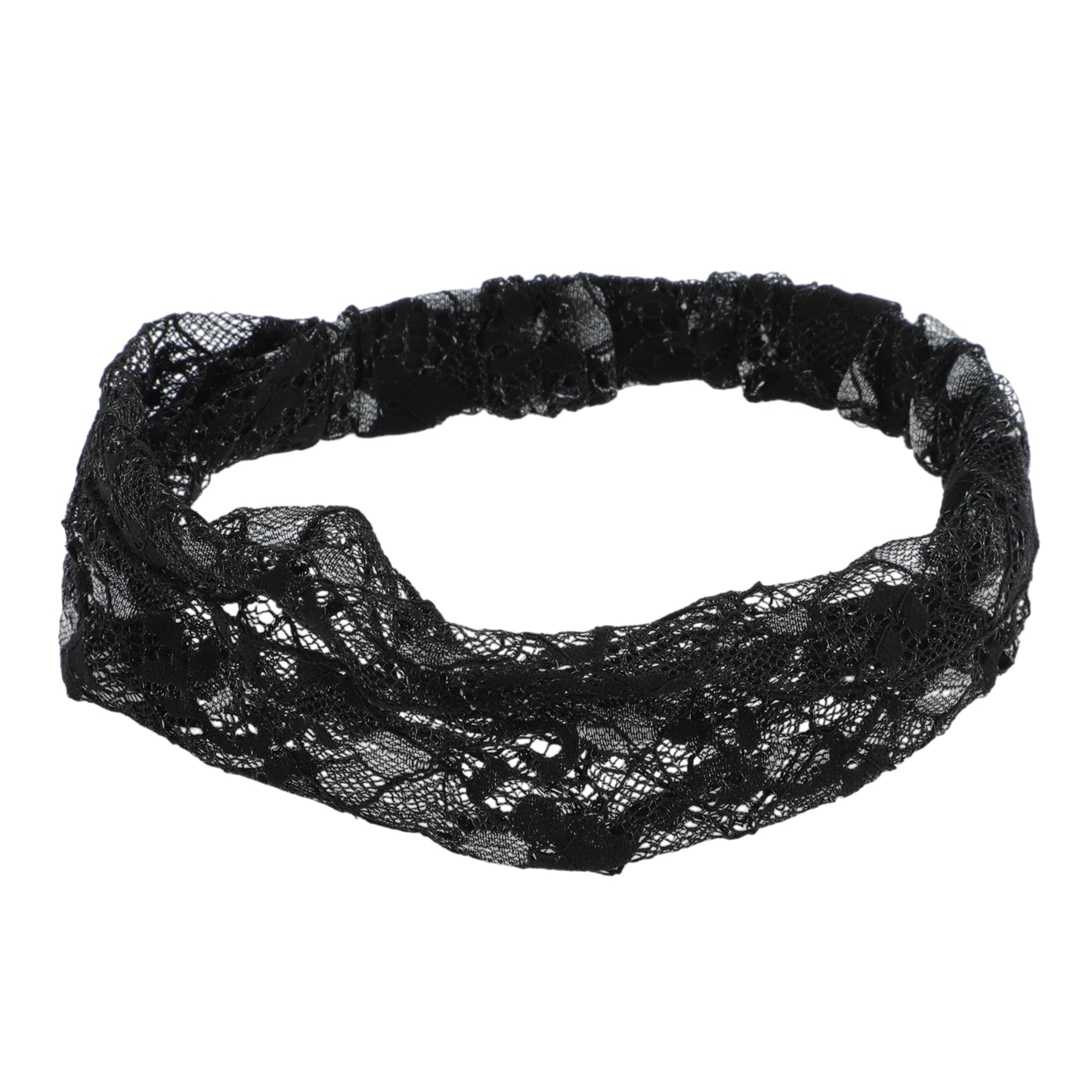 Diadema ancha de encaje floral para mujer, color negro, 1 unidad
