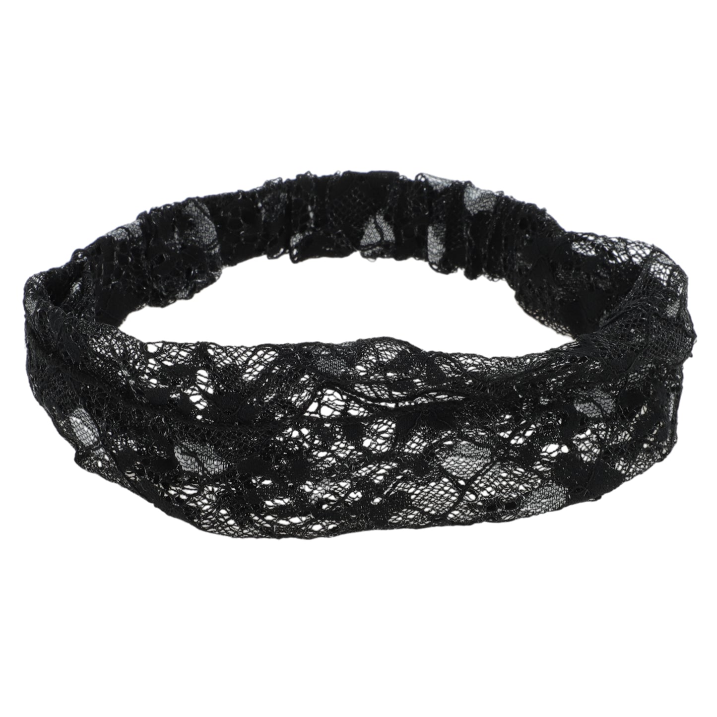 Diadema ancha de encaje floral para mujer, color negro, 1 unidad