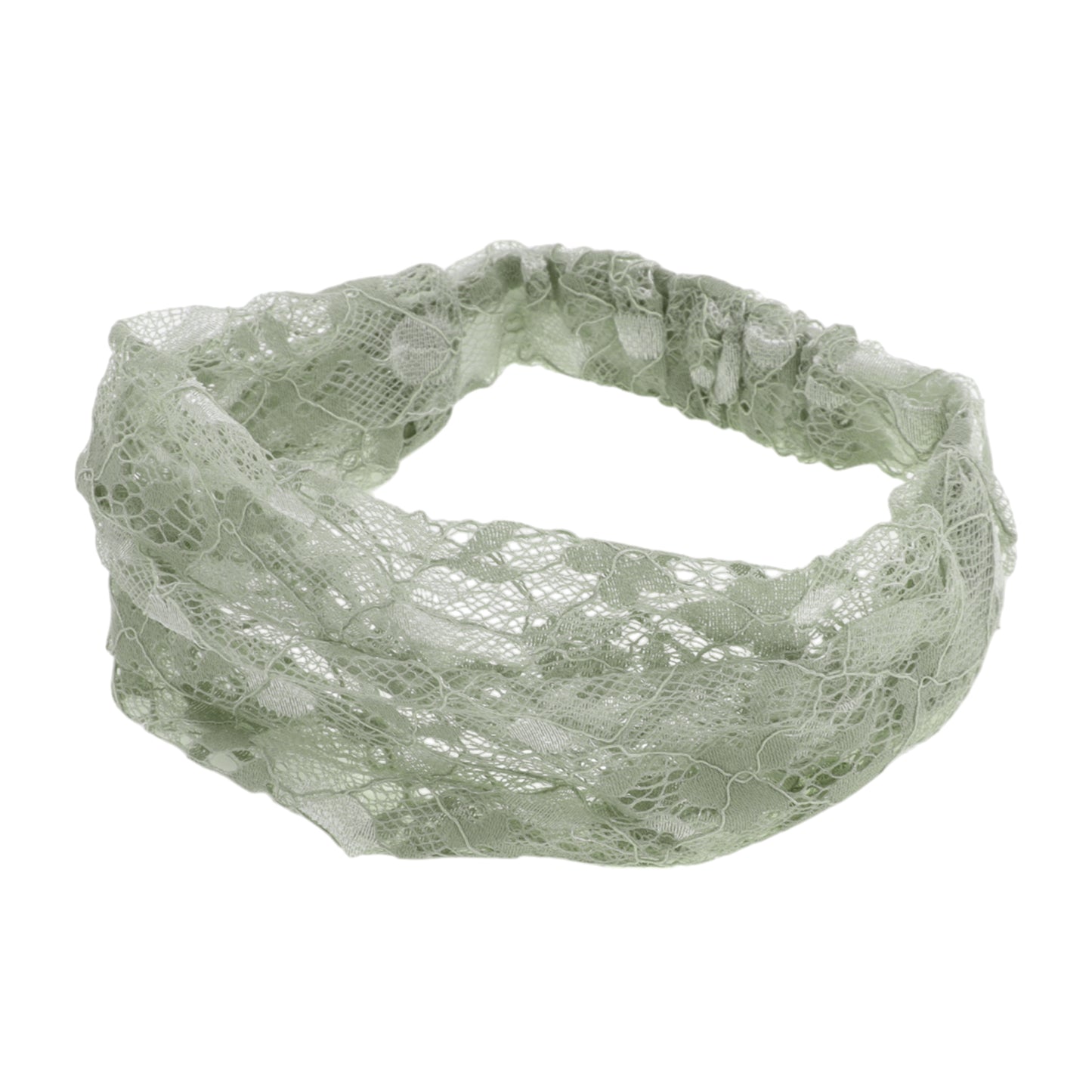 Diadema ancha de encaje floral para mujer, color verde claro, 1 unidad