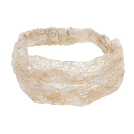 Floral Lace Wide Headband for Women Apricot 1 Pc