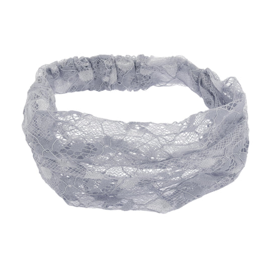 Diadema ancha de encaje floral para mujer azul grisáceo 1 pieza