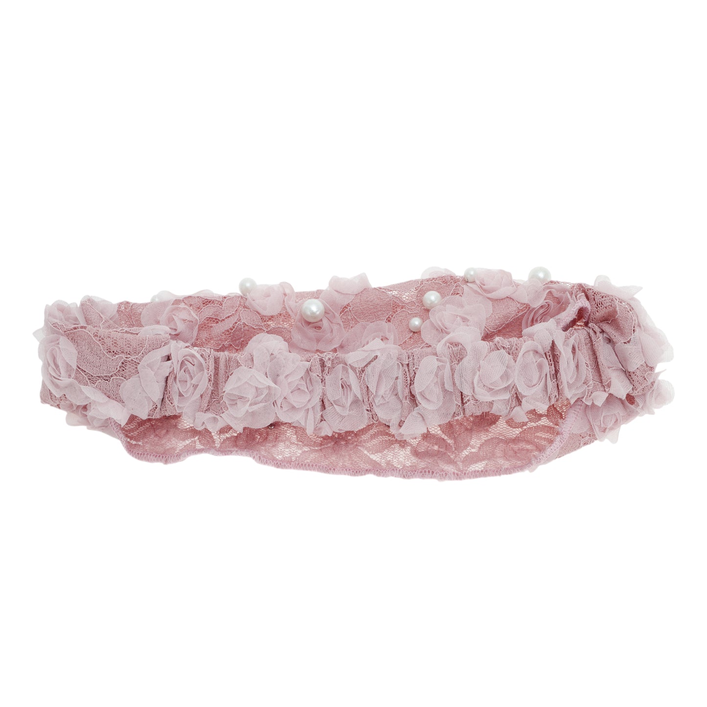 Faux Pearl Lace Wide Headband for Women Pink 1 Pc