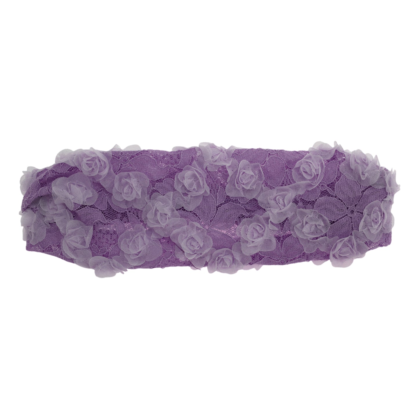 Mesh Flower Decor Lace Wide Headband for Women Purple 1 Pc