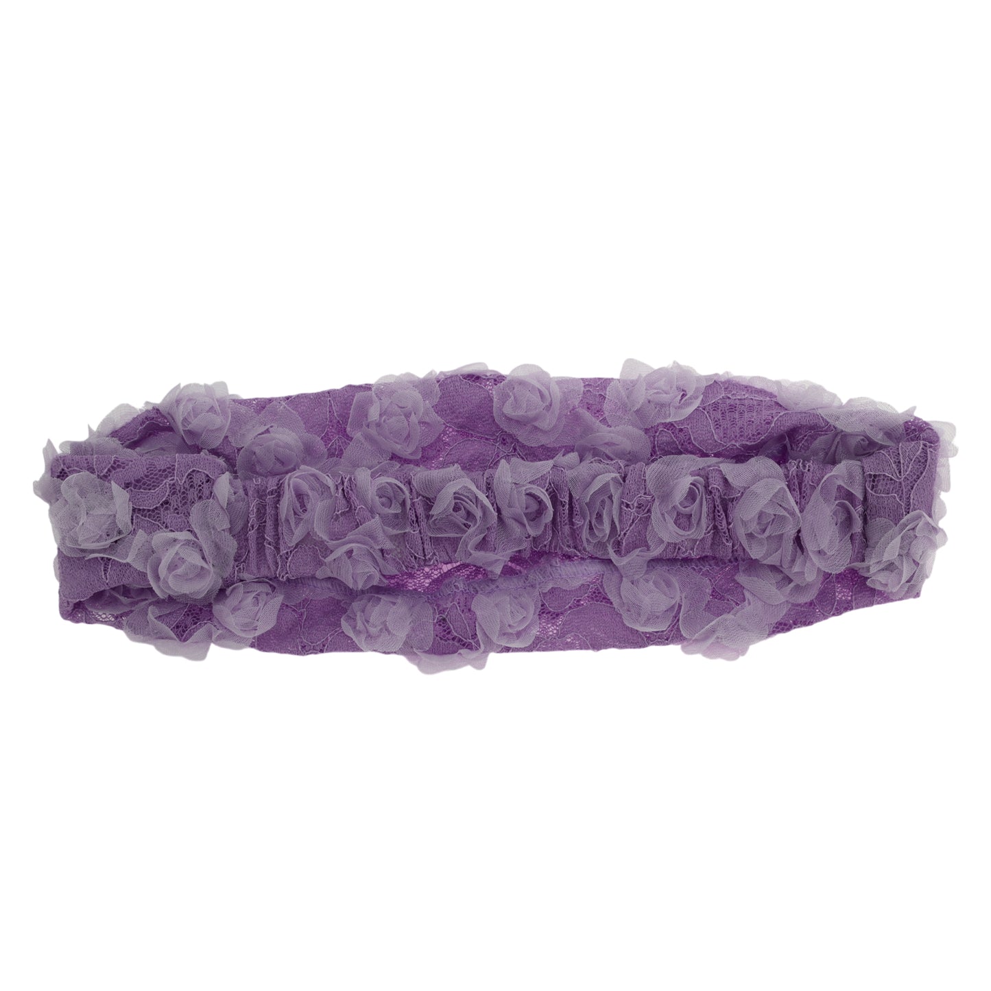 Mesh Flower Decor Lace Wide Headband for Women Purple 1 Pc