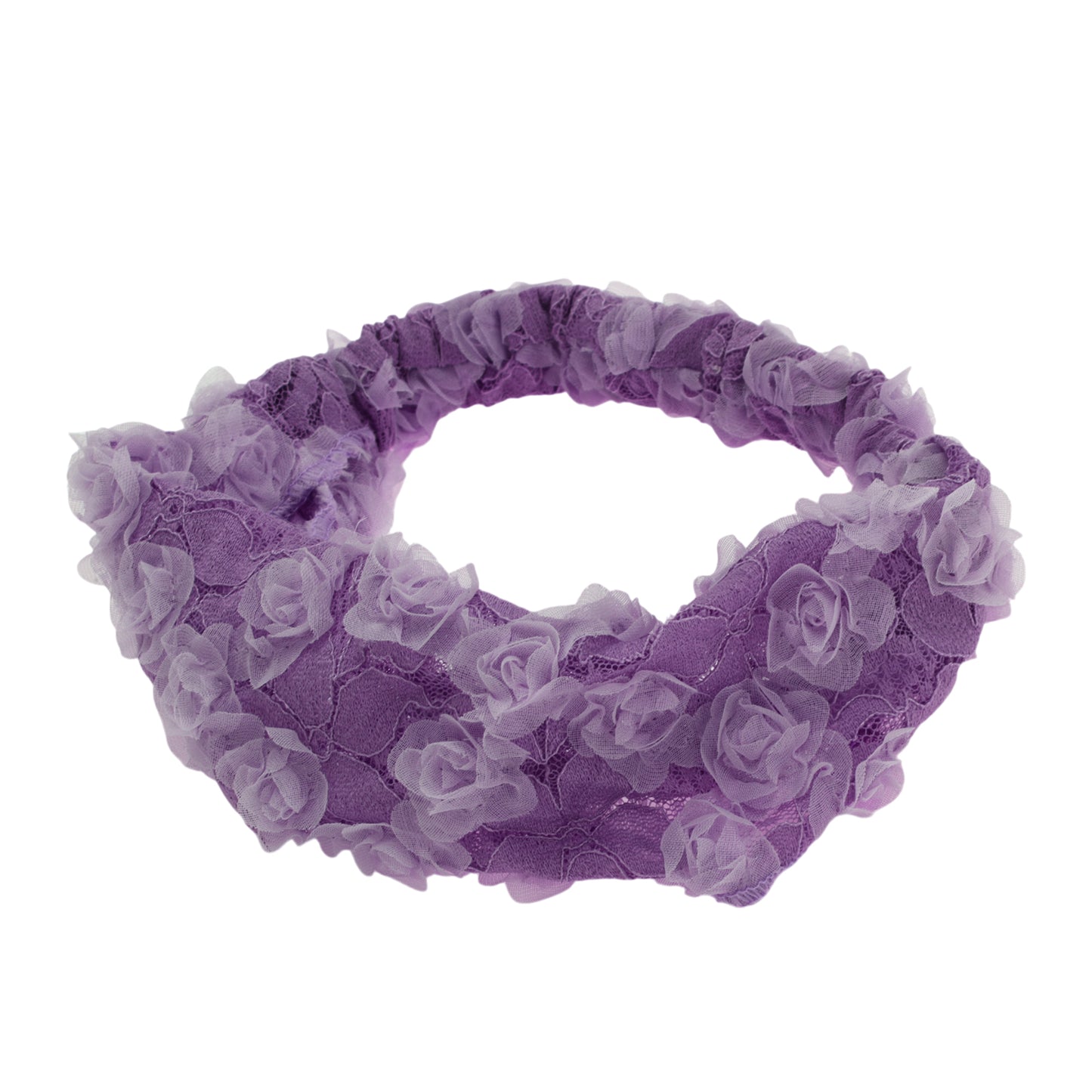 Mesh Flower Decor Lace Wide Headband for Women Purple 1 Pc