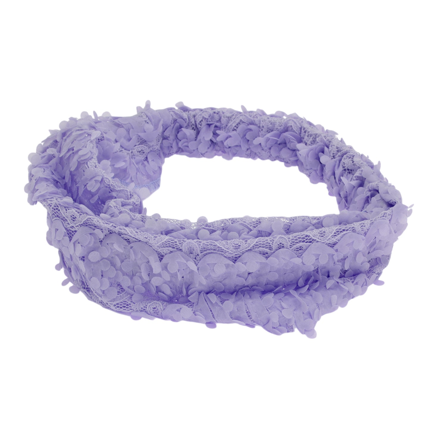 Diadema ancha de encaje floral tridimensional para mujer, color morado, 1 unidad