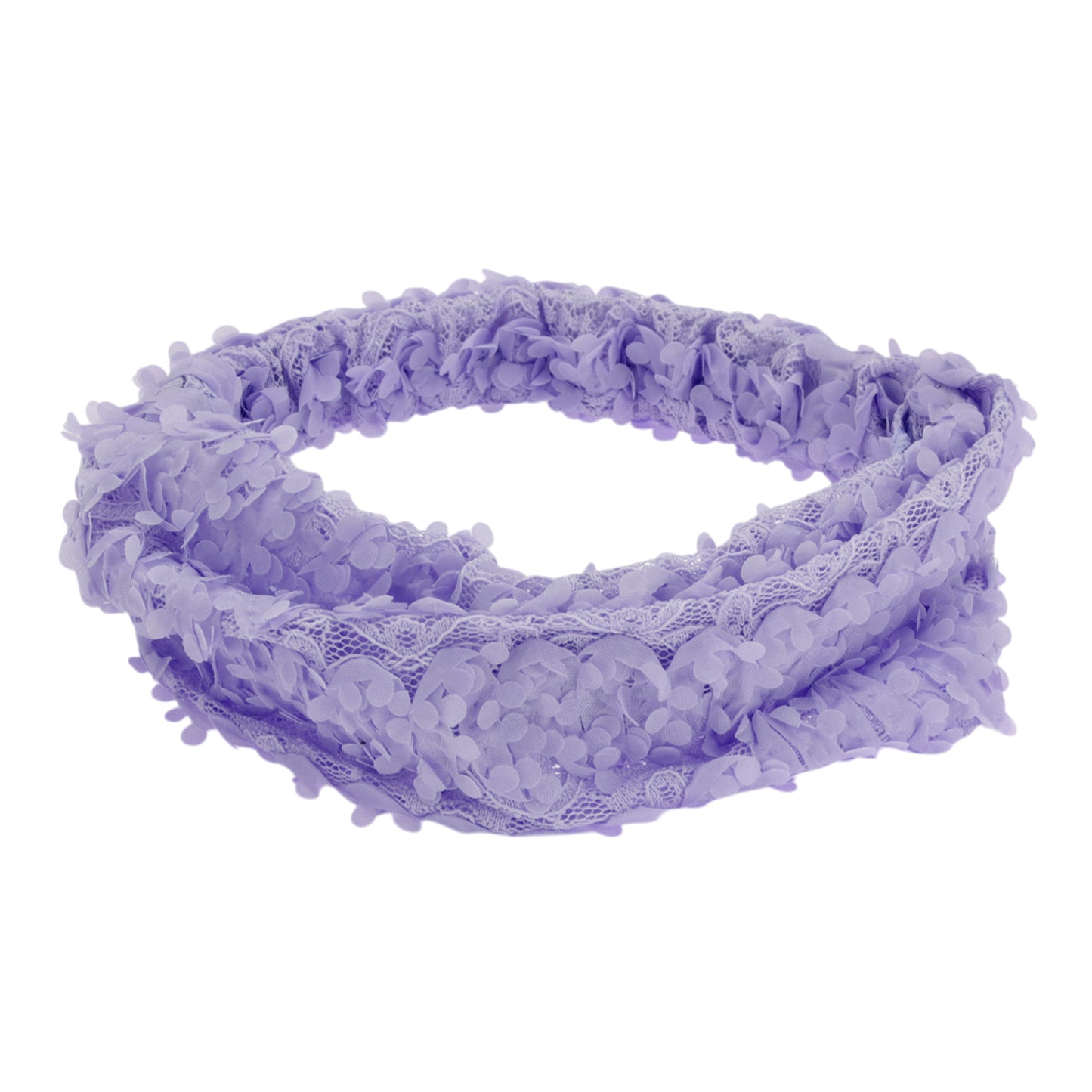 Diadema ancha de encaje floral tridimensional para mujer, color morado, 1 unidad