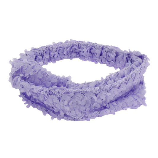 Diadema ancha de encaje floral tridimensional para mujer, color morado, 1 unidad