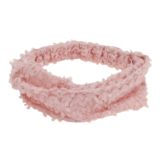 Diadema ancha de encaje floral tridimensional para mujer, color rosa, 1 unidad