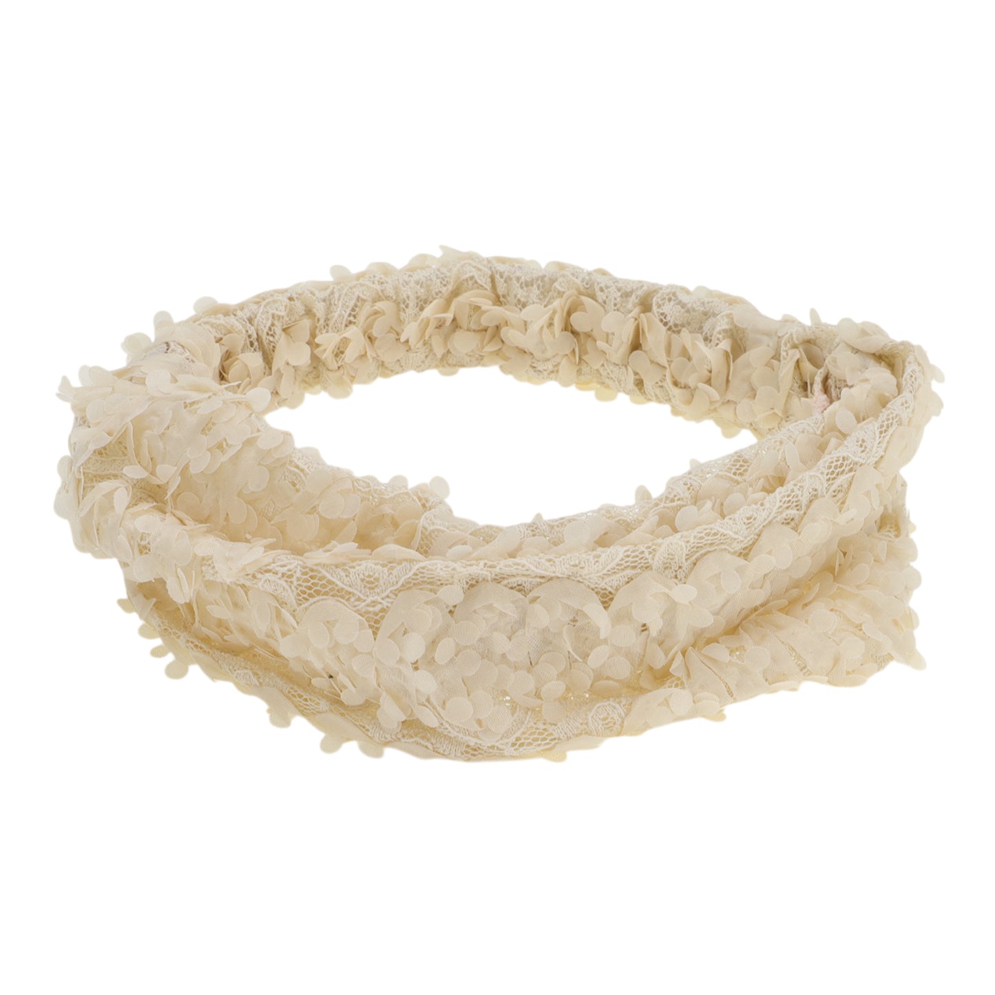 Diadema ancha de encaje floral tridimensional para mujer beige 1 pieza