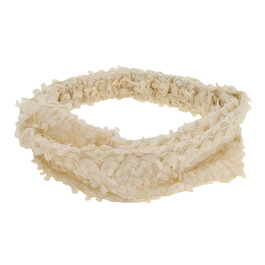Diadema ancha de encaje floral tridimensional para mujer beige 1 pieza