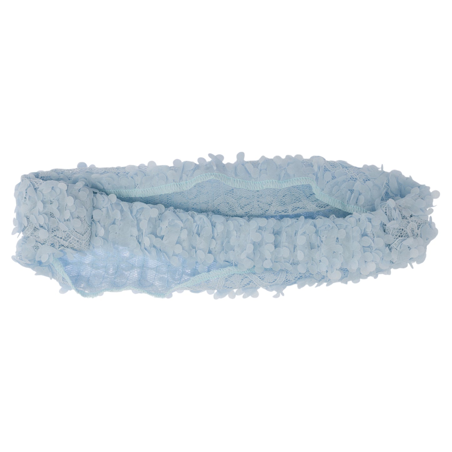 Diadema ancha de encaje floral tridimensional para mujer, color azul cielo, 1 unidad